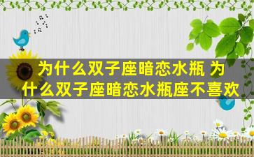 为什么双子座暗恋水瓶 为什么双子座暗恋水瓶座不喜欢